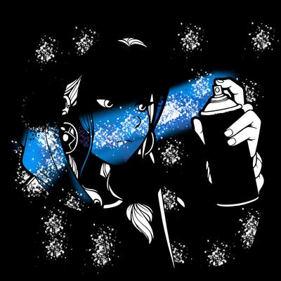 a realistic girl, spray painting