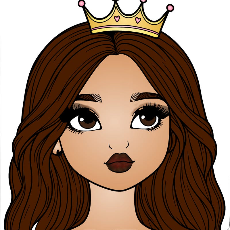 a realistic girl with a crown on