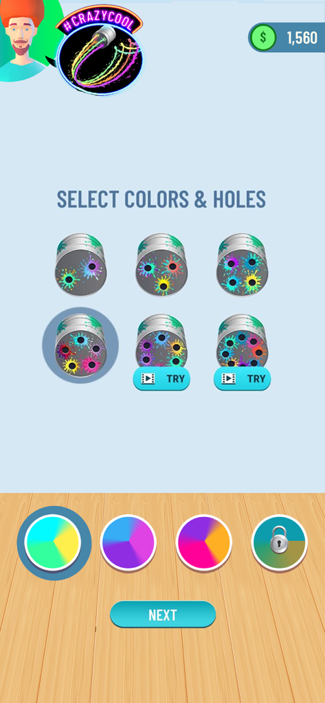 I Can Paint app selection screen for choosing paint bucket hole configurations and color palettes
