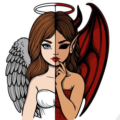 realistic angel half demon