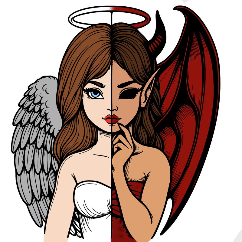 realistic angel half demon