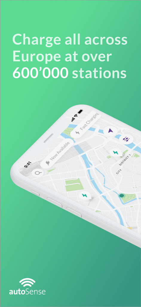 chargeON - chargeON app interface showing a map with EV charging stations in Europe