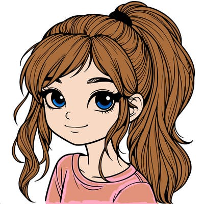 realistic girl with ponytail