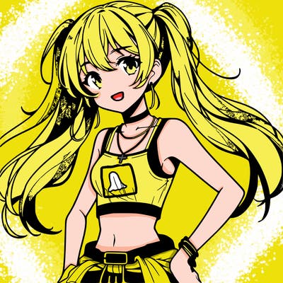 anime girl wearing crop top