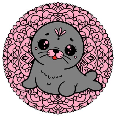 a cute baby seal mandala