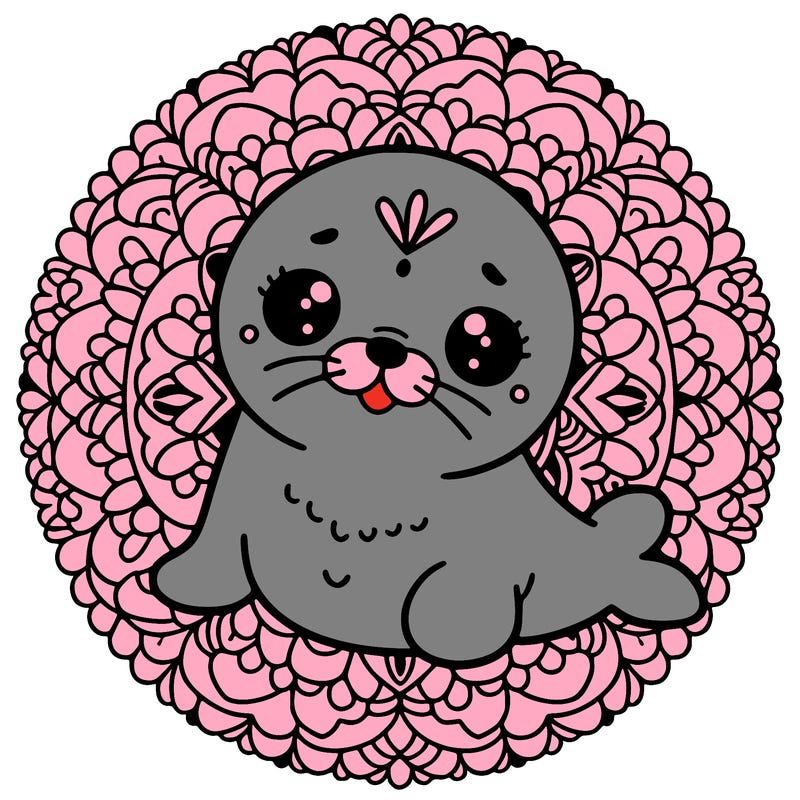a cute baby seal mandala