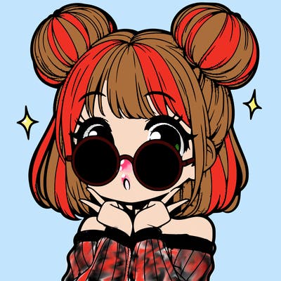 manga girl with hairbuns and sun shape sunglasses