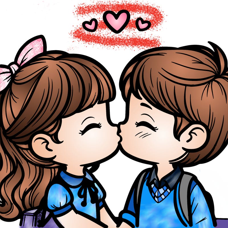 boy and girl kissing