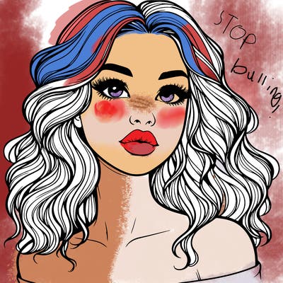 realistic girl with wavy hair and lips