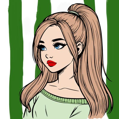 realistic girl with a high ponytail