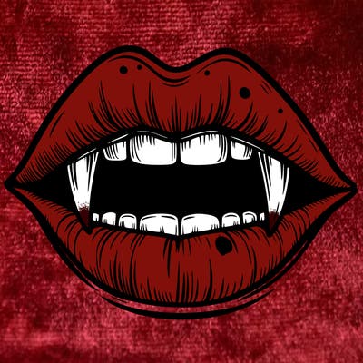 lips with vampire teeth