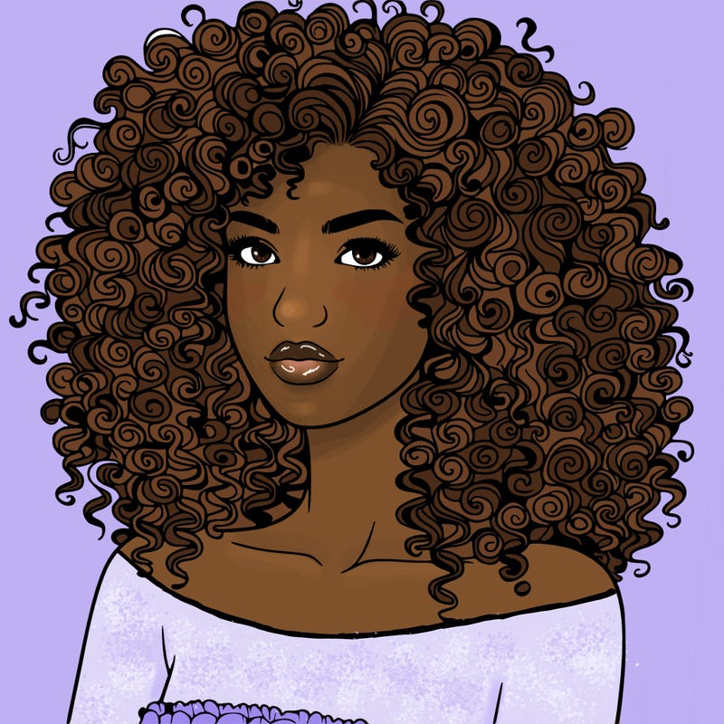 realistic woman with very curly hair