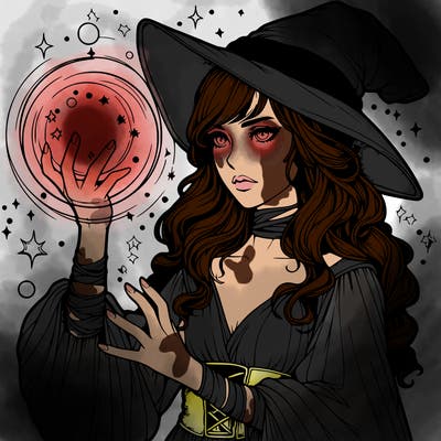 realistic women sorcerer using magic