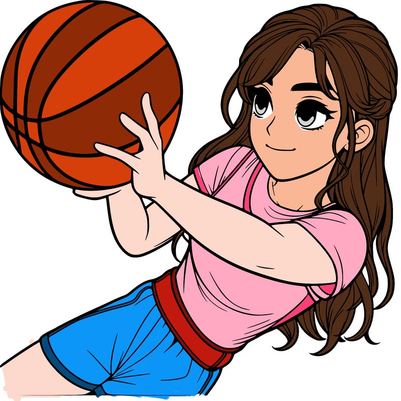 realistic girl playing basketball