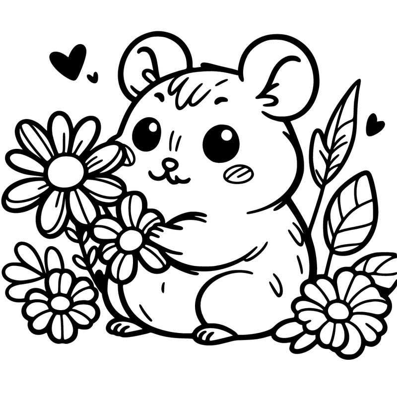 hamster with flowers