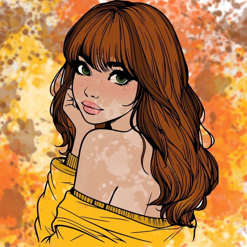 realistic girl with bangs looking over her shoulder