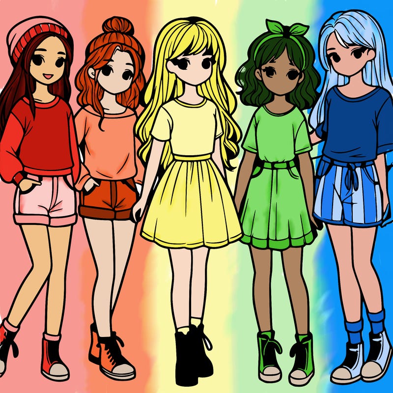 a group of five girls