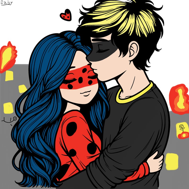 a realistic couple boy and girl hugging and kissing