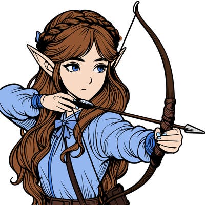 realistic  elf girl shooting a bow