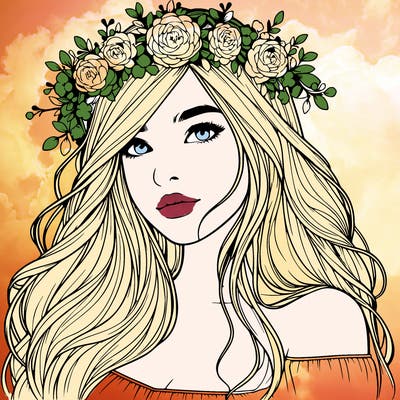 realistic girl with flower crown