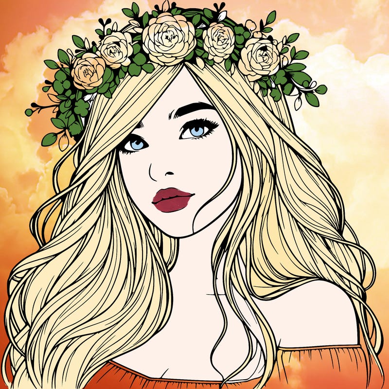 realistic girl with flower crown