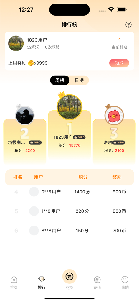 口袋推币机-魔鬼城大作战，超级马戏团魔术师 - Tela de ranking do aplicativo móvel Pocket Coin Pusher mostrando os melhores jogadores e classificações.