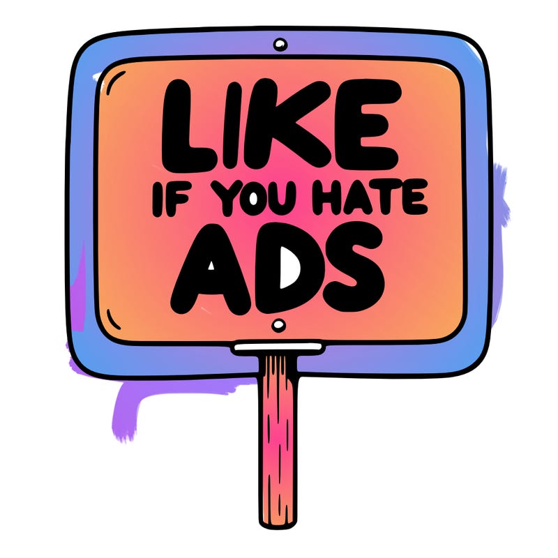 a sign that says like if you hate ads