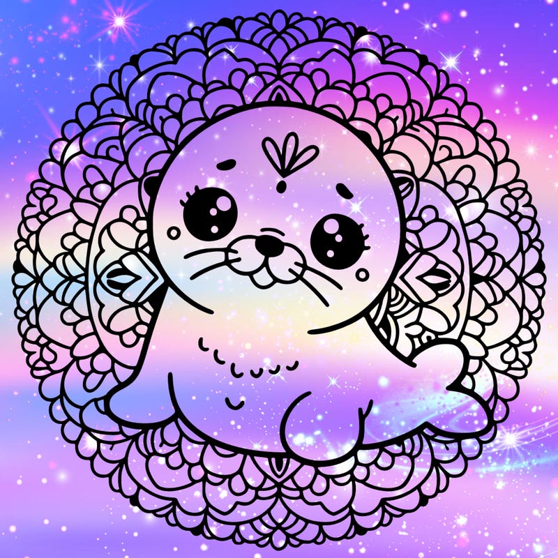 a cute baby seal mandala