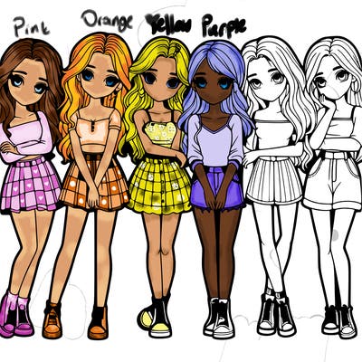 a group of girls realistic