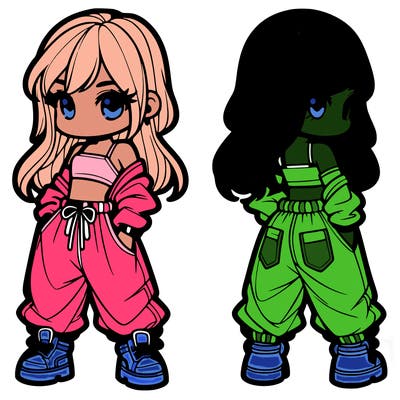 girl in crop top and baggy pants