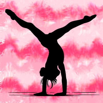 realistic gymnastic hand stand girl in four splits