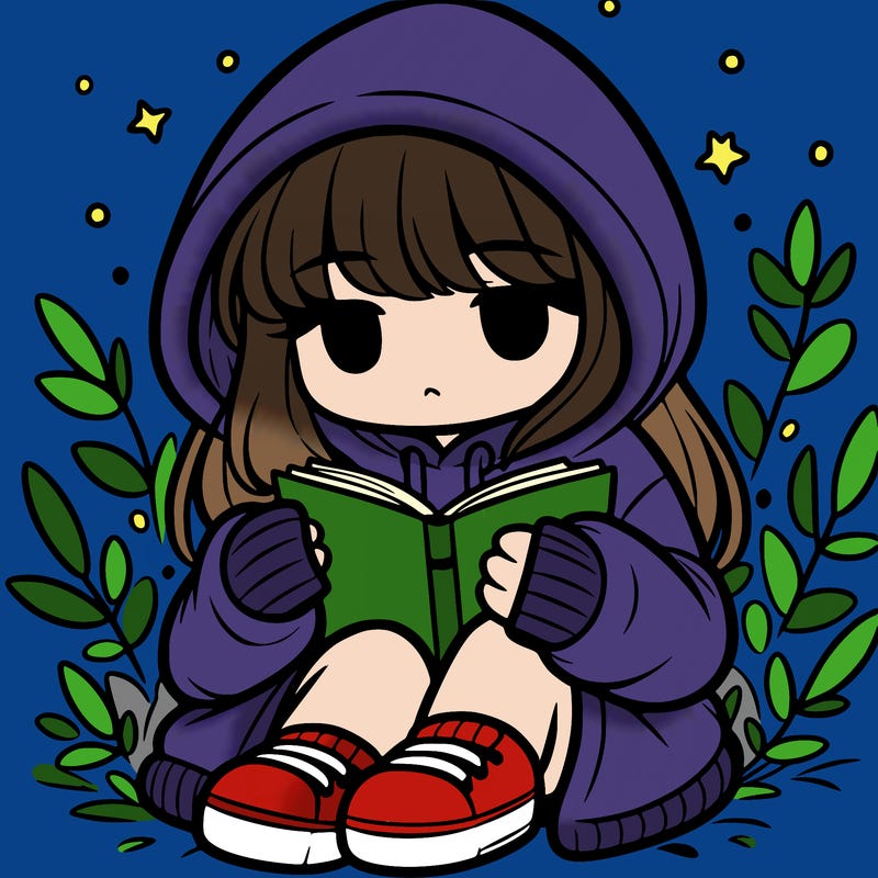 girl in oversized hoodie reading a book