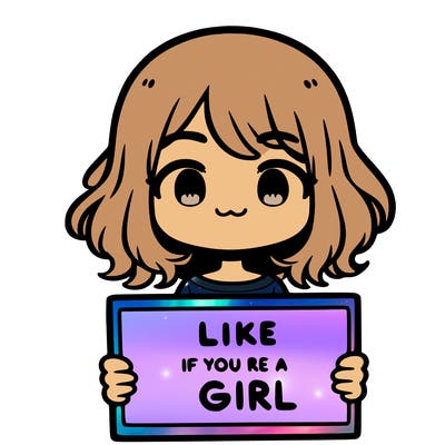 a cute girl holding a sign that says like if you’re a girl