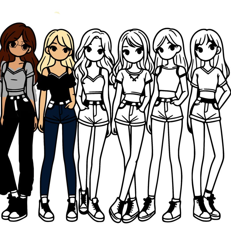 a group of girls wearing crop tops and shorts