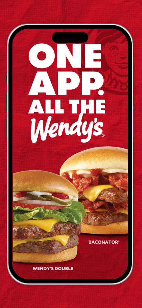Wendy's UK - Wendy's UK mobile app screen featuring Baconator and Wendy's Double burgers