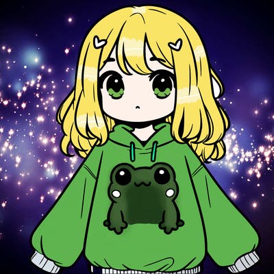 girl wearing frogging sweatshirt