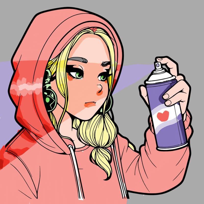 a realistic girl, spray painting