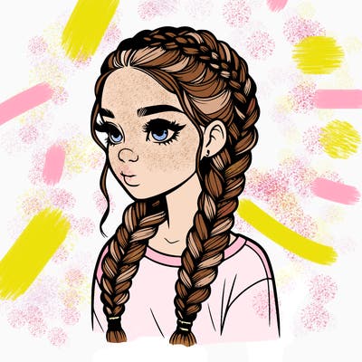 realistic girl with braids