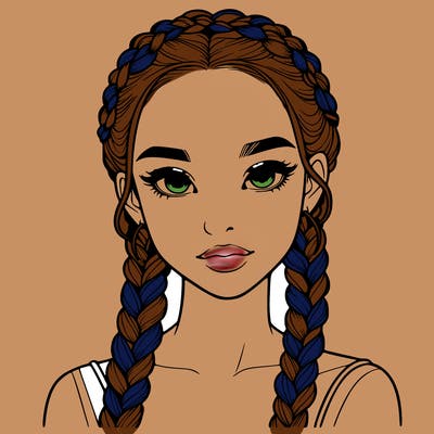 realistic girl with braids