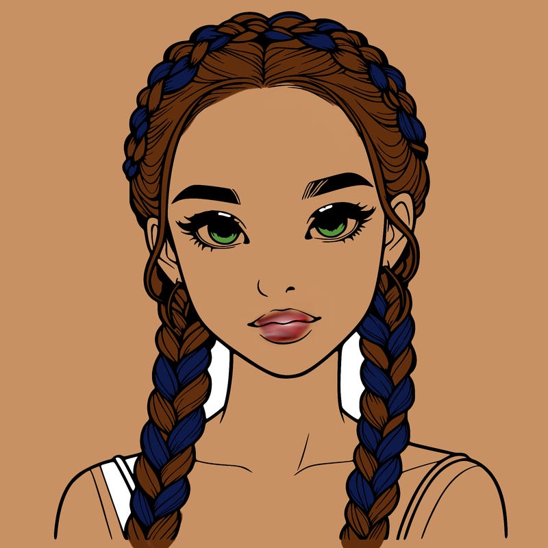 realistic girl with braids
