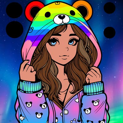 realistic girl in a animal pjs hoodie
