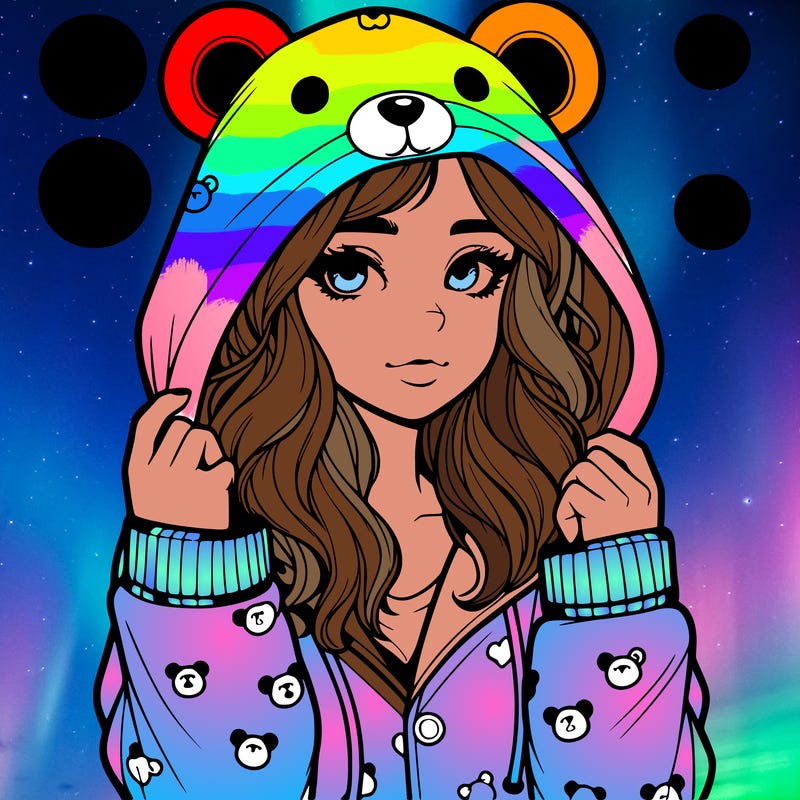 realistic girl in a animal pjs hoodie