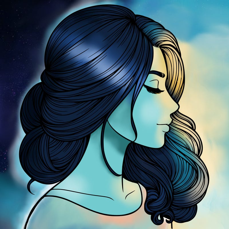 realistic woman's head & hair