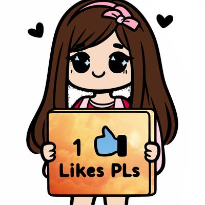 girl holding a sign saying 10 likes pls