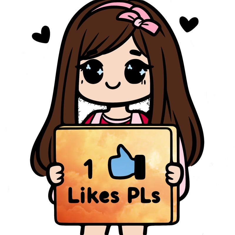 girl holding a sign saying 10 likes pls