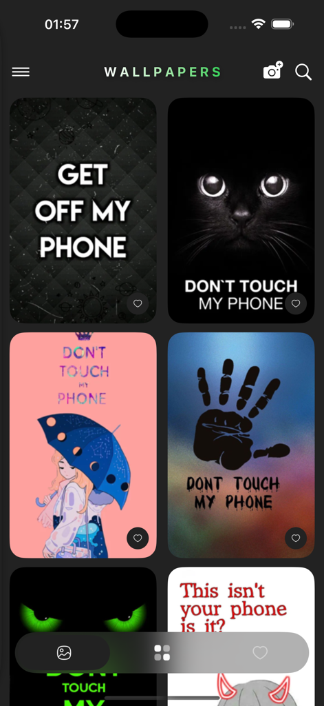 Dont Touch My Phone Wallpaper - A gallery of bold warning wallpapers including a black cat and handprint design with the text Don't Touch My Phone.