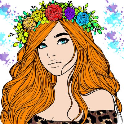 realistic girl with flower crown