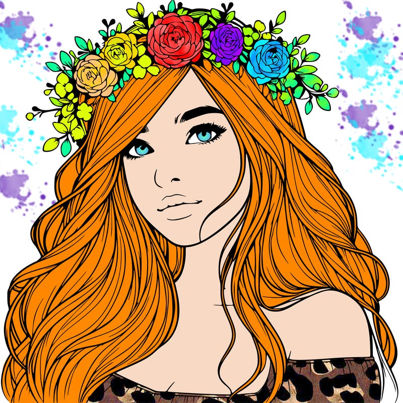 realistic girl with flower crown