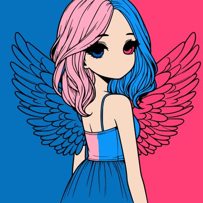 realistic girl with wings