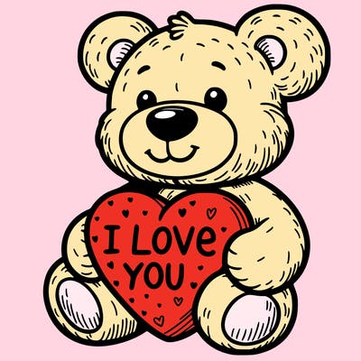 teddy bear holding an i love you heart